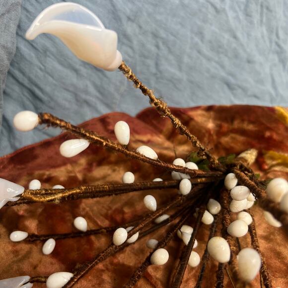 VTG Italian Murano Venetian Art Glass Flower Bouquet Calla Lillies Pussy Willow - Picture 7 of 10